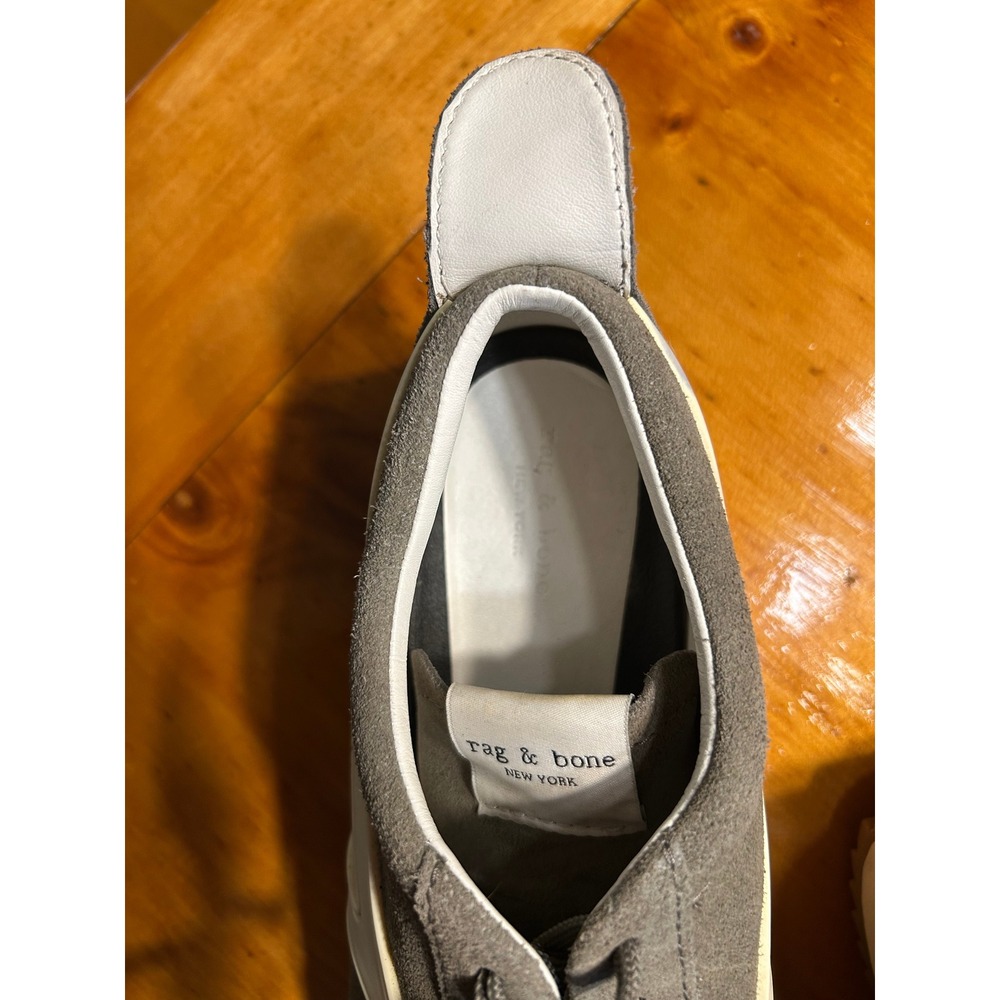 Rag & Bone Retro Runner Suede Sneakers Grey Cream Low Top Lace Up Quiet Luxury - Picture 2 of 16